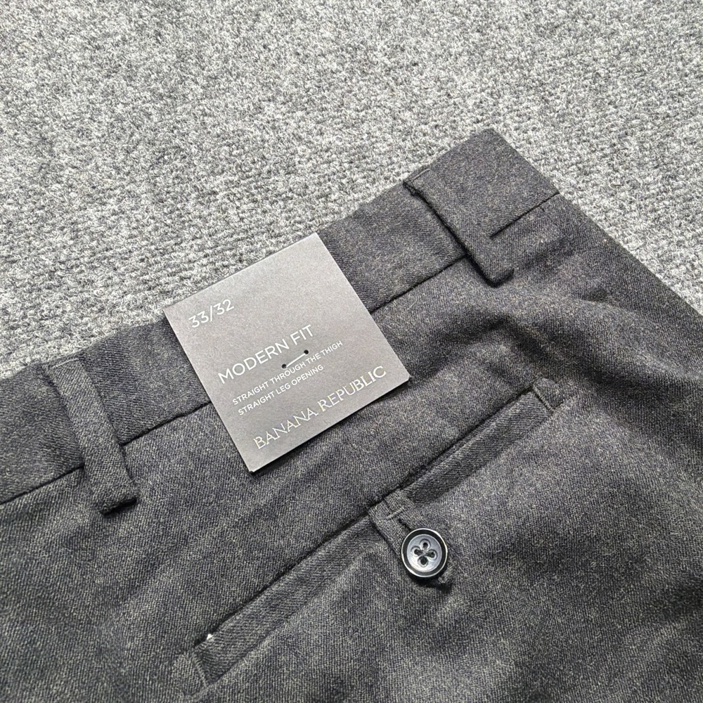 Banana Republic Modern Fit Wool Dress Pants Size 33 Charcoal Gray Act 34x32 New!